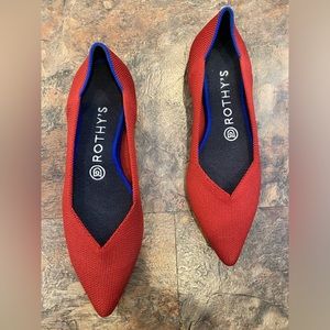 Rothy's The Point Womens Chili Red Pointed Toe Slip On Flat Ballet Size 7.5